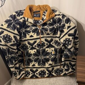 Carhartt Women’s Loose Fit Sherpa Patterned Quarter Zip Size Small